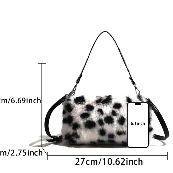 Faux Fur Monogram Shoulder Bag Tan & Black New NWOT - Picture 4 of 4